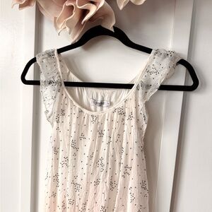 Luisa Ricci 100% Silk Blouse Size Small Ruffle Sleeve Polka Dot Made in Italy.